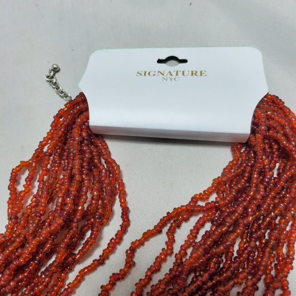Signature red seed bead multi strand necklace 18 strand - Picture 3 of 4